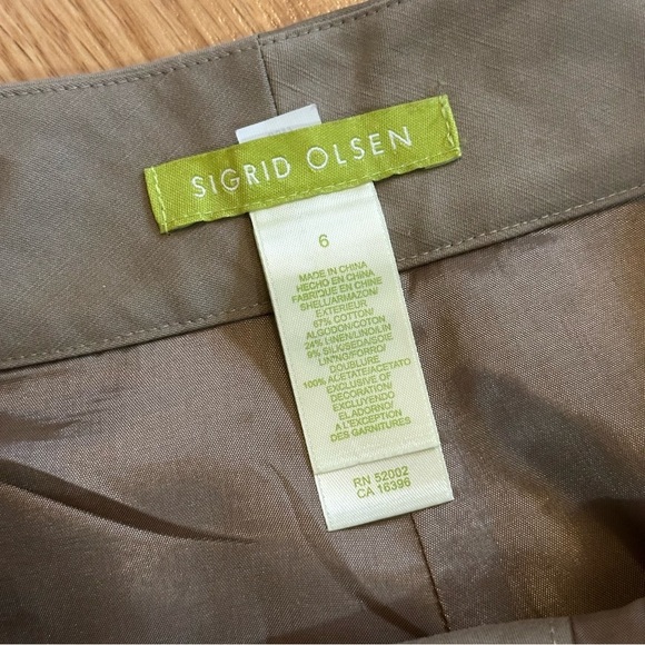 Sigrid Olsen size 6 cotton linen silk business straight leg embroidered pants - Picture 3 of 9